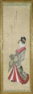 Retrato de una joven cortesana de Japanese School
